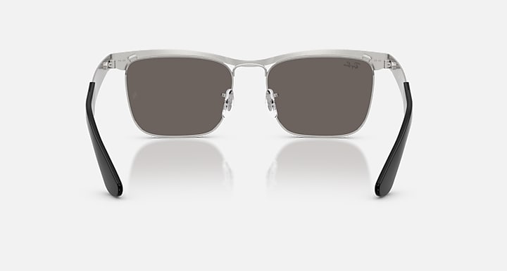 Ray-Ban WAYFARER DELUXE Sandblasted Silver On Silver; Sandblasted Silver with Dark Grey Solid Color lenses - Back