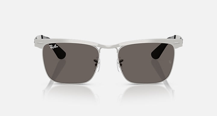 Ray-Ban WAYFARER DELUXE Sandblasted Silver On Silver; Sandblasted Silver with Dark Grey Solid Color lenses - Front