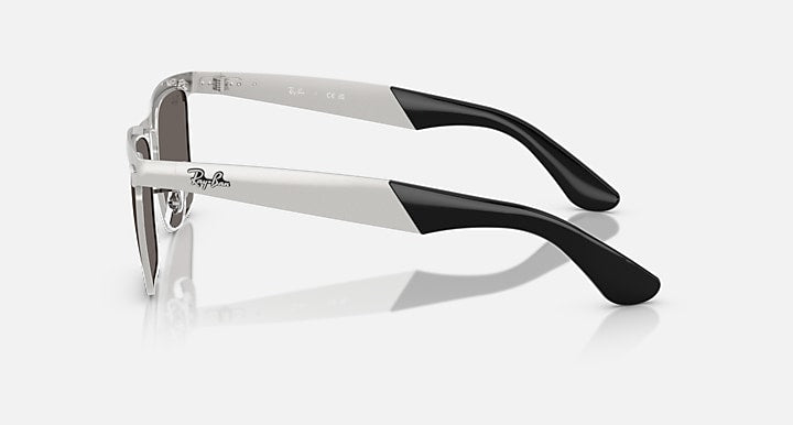 Ray-Ban WAYFARER DELUXE Sandblasted Silver On Silver; Sandblasted Silver with Dark Grey Solid Color lenses - Lateral