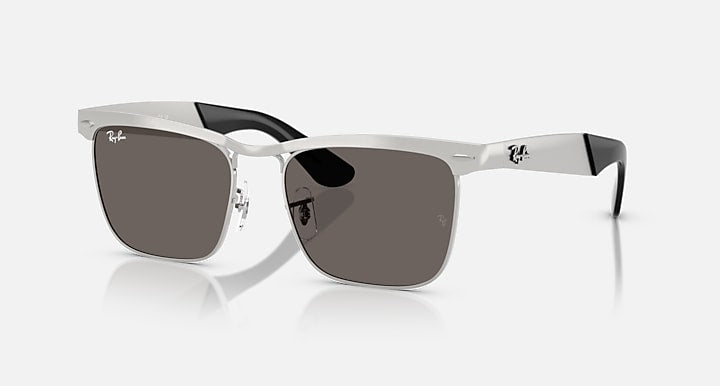 Ray-Ban WAYFARER DELUXE Sandblasted Silver On Silver; Sandblasted Silver with Dark Grey Solid Color lenses - Quarter