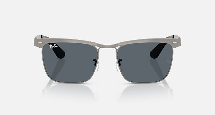 Ray-Ban WAYFARER DELUXE Sandblasted Gunmetal On Gunmetal; Sandblasted Gunmetal with Blue Solid Color lenses - Front