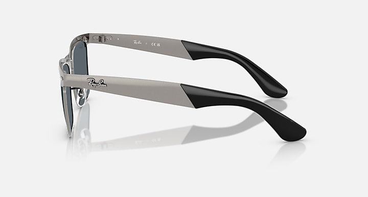 Ray-Ban WAYFARER DELUXE Sandblasted Gunmetal On Gunmetal; Sandblasted Gunmetal with Blue Solid Color lenses - Lateral