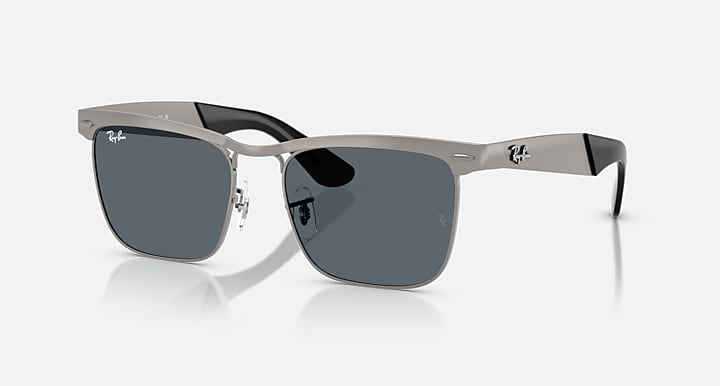 Ray-Ban WAYFARER DELUXE Sandblasted Gunmetal On Gunmetal; Sandblasted Gunmetal with Blue Solid Color lenses - Quarter