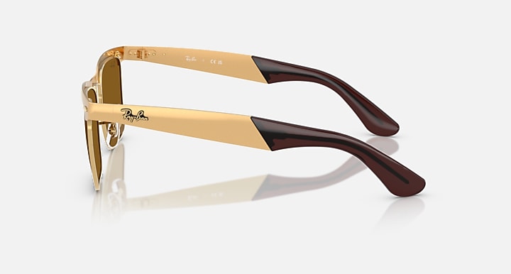 Ray-Ban WAYFARER DELUXE Sandblasted Legend Gold with Brown Solid Color lenses - Lateral