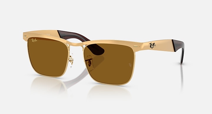 Ray-Ban WAYFARER DELUXE Sandblasted Legend Gold with Brown Solid Color lenses - Quarter