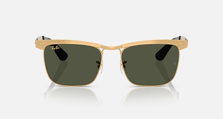 Ray-Ban WAYFARER DELUXE Sandblasted Legend Gold with Green Solid Color lenses - Front