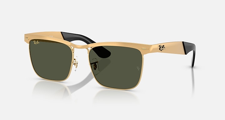Ray-Ban WAYFARER DELUXE Sandblasted Legend Gold with Green Solid Color lenses - Quarter