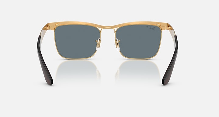 Ray-Ban WAYFARER DELUXE Sandblasted Legend Gold with Dark Blue Polarized Solid Color lenses - Back