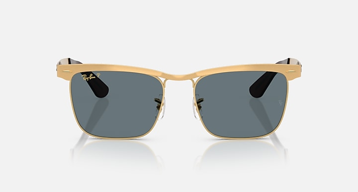 Ray-Ban WAYFARER DELUXE Sandblasted Legend Gold with Dark Blue Polarized Solid Color lenses - Front