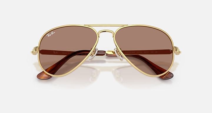 Ray-Ban AVIATOR MAX HOLIDAY LIMITED Gold with Light Violet Solid Color lenses - Closed Front