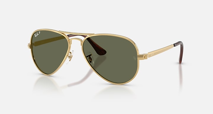 Ray-Ban AVIATOR MAX Arista Gold with Green Polarized Solid Color lenses - Quarter