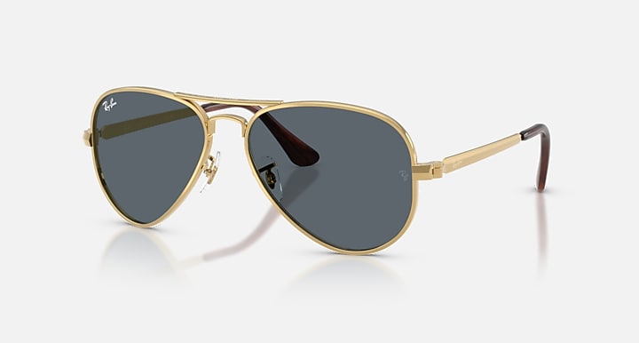 Ray-Ban AVIATOR MAX Arista Gold with Blue Solid Color lenses - Quarter
