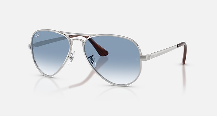 Ray-Ban AVIATOR MAX Silver with Clear Gradient Blue Gradient lenses - Quarter