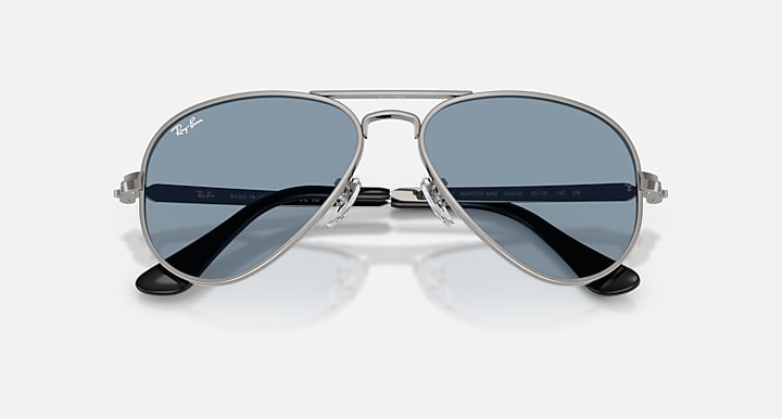 Ray-Ban AVIATOR MAX SUMMER CAPSULE Gunmetal with Blue Solid Color lenses - Closed Front