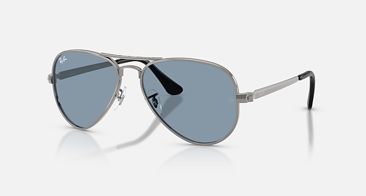 Ray-Ban AVIATOR MAX SUMMER CAPSULE Gunmetal with Blue Solid Color lenses - Quarter