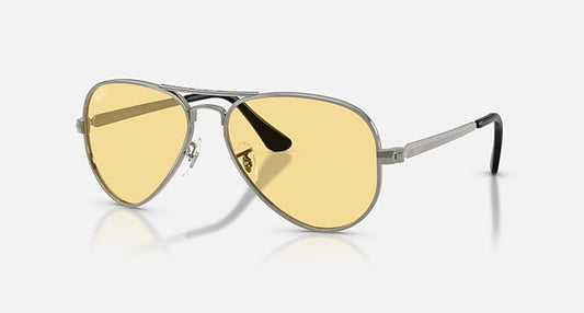 Ray-Ban AVIATOR MAX SUMMER CAPSULE Gunmetal with Yellow Solid Color lenses - Quarter