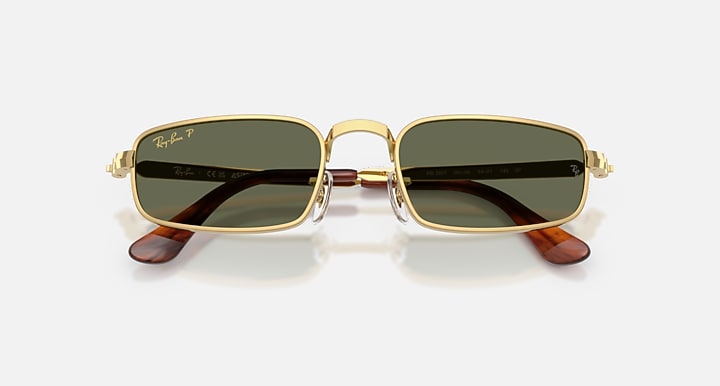 Ray-Ban RB3927 BY A$AP ROCKY Arista Gold with Green Polarized Solid Color lenses - Closed Front