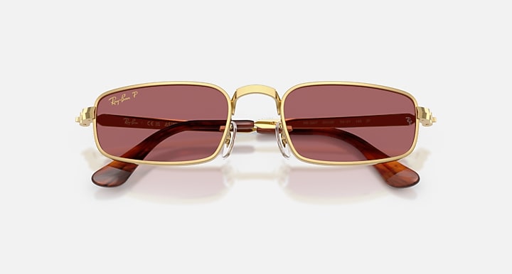 Ray-Ban RB3927 BY A$AP ROCKY Arista Gold with Purple Polarized Solid Color lenses - Closed Front