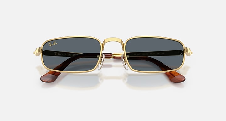Ray-Ban RB3927 BY A$AP ROCKY Arista Gold with Blue Solid Color lenses - Closed Front