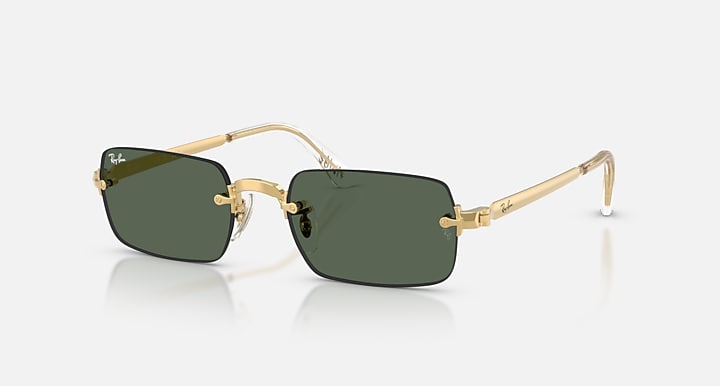 Ray-Ban RB3928 BY A$AP ROCKY Arista Gold with Dark Green Solid Color lenses - Quarter