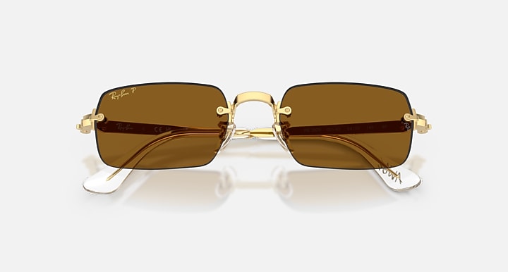 Ray-Ban RB3928 BY A$AP ROCKY Arista Gold with Dark Brown Polarized Solid Color lenses - Closed Front