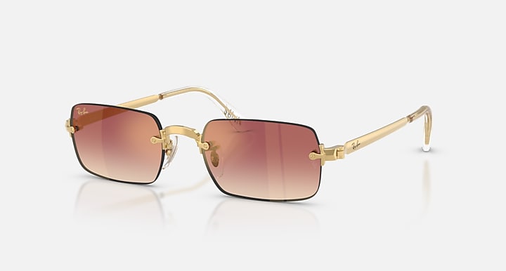 Ray-Ban RB3928 BY A$AP ROCKY Arista Gold with Clear Gradient Dark Violet Gradient - Mirror lenses - Quarter