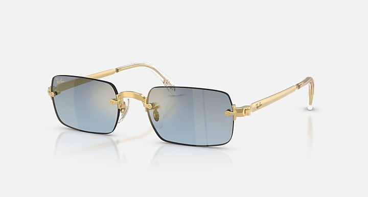 Ray-Ban RB3928 BY A$AP ROCKY Arista Gold with Blue Gradient Dark Grey Gradient - Mirror lenses - Quarter