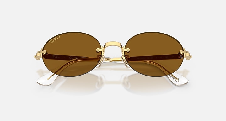 Ray-Ban RB3929 BY A$AP ROCKY Arista Gold with Dark Brown Polarized Solid Color lenses - Closed Front