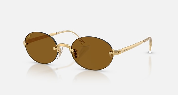 Ray-Ban RB3929 BY A$AP ROCKY Arista Gold with Dark Brown Polarized Solid Color lenses - Quarter