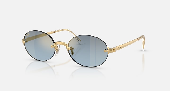 Ray-Ban RB3929 BY A$AP ROCKY Arista Gold with Blue Gradient Dark Grey Gradient - Mirror lenses - Quarter