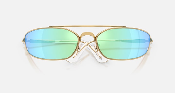 Ray-Ban RB3930 LIMITED BY A$AP ROCKY Arista Gold with Light Green/Blue Solid Color - Mirror lenses - Closed Front