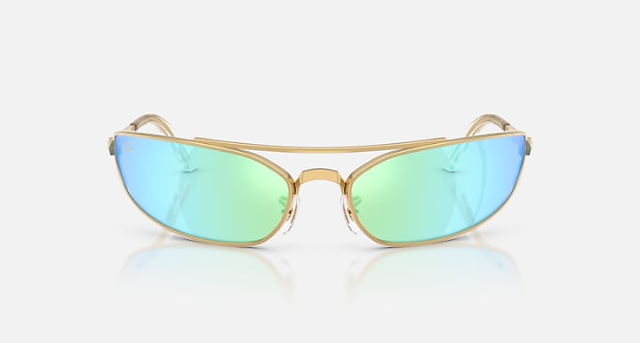 Ray-Ban RB3930 LIMITED BY A$AP ROCKY Arista Gold with Light Green/Blue Solid Color - Mirror lenses - Front