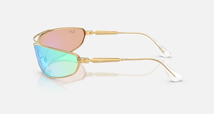 Ray-Ban RB3930 LIMITED BY A$AP ROCKY Arista Gold with Light Green/Blue Solid Color - Mirror lenses - Lateral