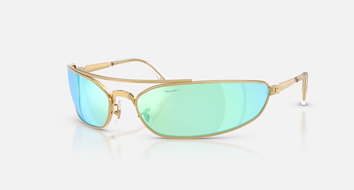 Ray-Ban RB3930 LIMITED BY A$AP ROCKY Arista Gold with Light Green/Blue Solid Color - Mirror lenses - Quarter