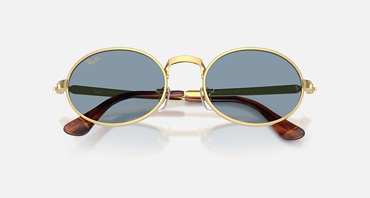 Ray-Ban RB3931 BY A$AP ROCKY Arista Gold with Blue Solid Color lenses - Closed Front