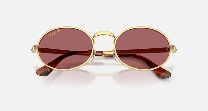 Ray-Ban RB3931 BY A$AP ROCKY Arista Gold with Purple Polarized Solid Color lenses - Closed Front