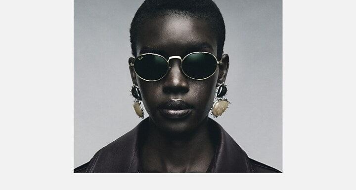 Ray-Ban RB3931 BY A$AP ROCKY Arista Gold with Purple Polarized Solid Color lenses - On model