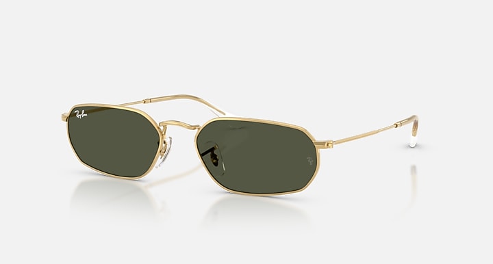 Ray-Ban RB3947 Arista Gold with Green Solid Color lenses - Quarter