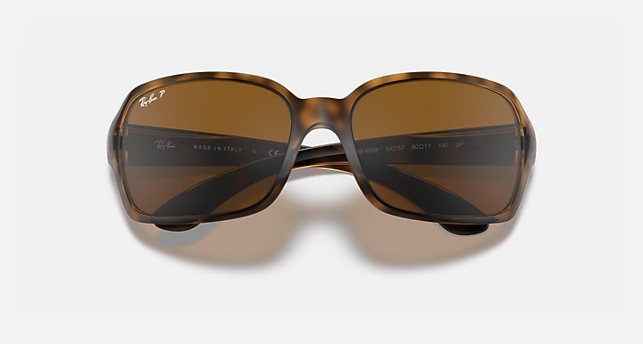 Ray-Ban RB4068 Havana with Brown Polarized Solid Color lenses - Closed Front