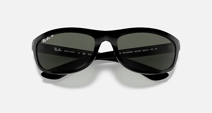 Ray-Ban BALORAMA Black with G-15 Green Polarized Solid Color lenses - Closed Front