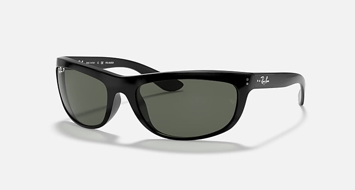 Ray-Ban BALORAMA Black with G-15 Green Polarized Solid Color lenses - Quarter