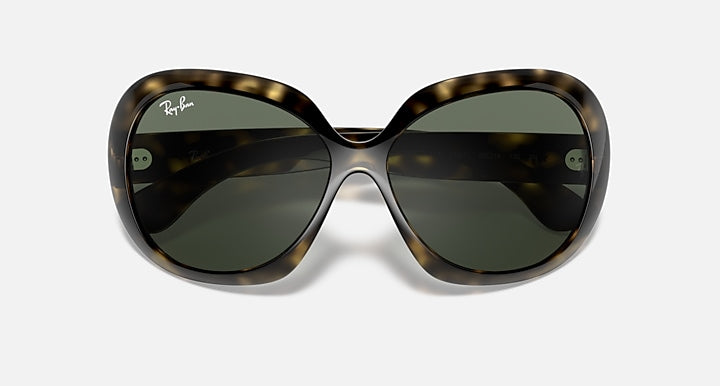Ray-Ban JACKIE OHH II Light Havana with Green Classic Solid Color lenses - Closed Front