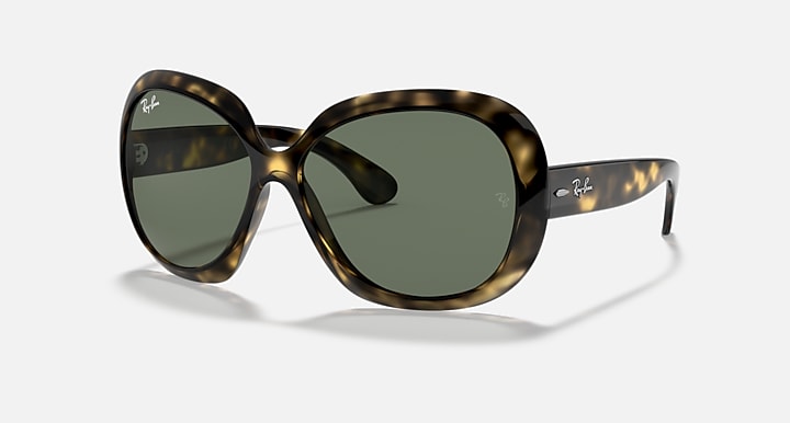 Ray-Ban JACKIE OHH II Light Havana with Green Classic Solid Color lenses - Quarter