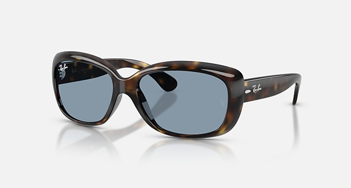 Ray-Ban JACKIE OHH Light Havana with Blue Solid Color lenses - Quarter