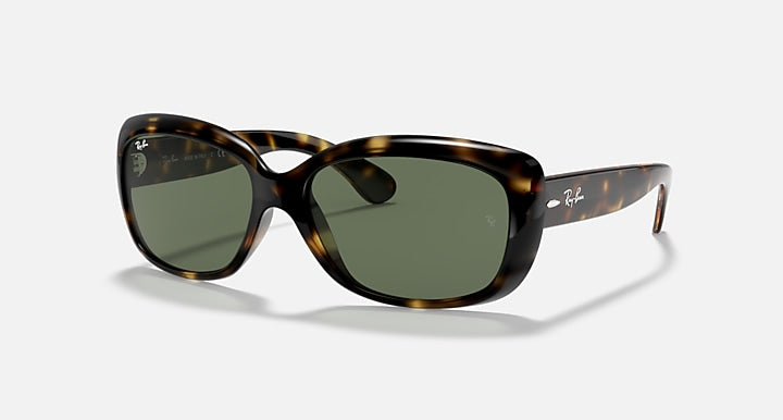 Ray-Ban JACKIE OHH Light Havana with Green Solid Color lenses - Quarter