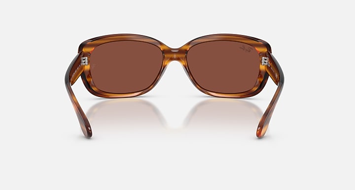Ray-Ban JACKIE OHH Striped Red Havana with Red Solid Color lenses - Back