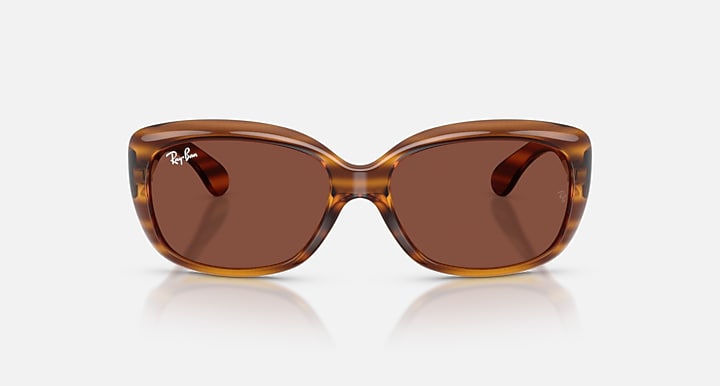 Ray-Ban JACKIE OHH Striped Red Havana with Red Solid Color lenses - Front