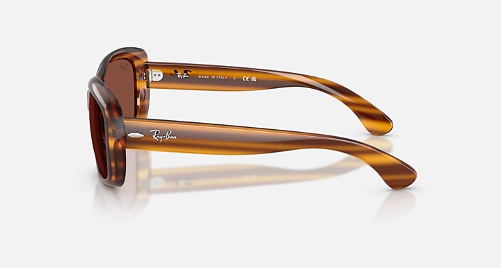 Ray-Ban JACKIE OHH Striped Red Havana with Red Solid Color lenses - Lateral