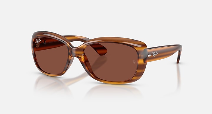 Ray-Ban JACKIE OHH Striped Red Havana with Red Solid Color lenses - Quarter