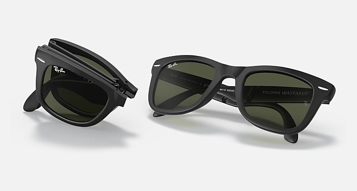 Ray-Ban WAYFARER FOLDING CLASSIC Black with G-15 Green Solid Color lenses - Folding Group